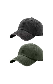 Tezzgelsin Unisex %100 Pamuklu Eskitme 2'li Kep Şapka Siyah Haki Tezzgelsin Unisex %100 Pamuklu Eskitme 2'li Kep Şapka Siyah Haki