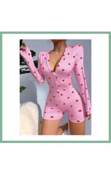 Bşkvirgo Kadın Pembe Kalp Desenli Pijama Tulumu 5121 Beden: L/xl Renk: Kırmızı Bsk2026 Bşkvirgo Kadın Pembe Kalp Desenli Pijama Tulumu 5121 Beden: L/xl Renk: Kırmızı Bsk2026