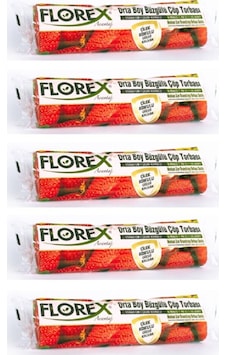 Florex Büzgülü Çilek Kokulu Orta Boy Çöp Poşeti 55X60 Cm 5 Rulo Florex Büzgülü Çilek Kokulu Orta Boy Çöp Poşeti 55X60 Cm 5 Rulo