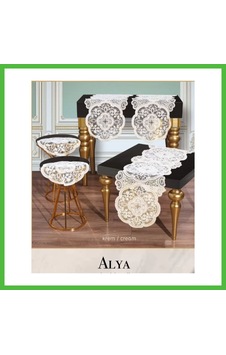 Vaveni 5 Parça Krem Alya Salon Takımı Dantelli Runner Masa Örtüsü Modern Tasarım Arz Vaveni 5 Parça Krem Alya Salon Takımı Dantelli Runner Masa Örtüsü Modern Tasarım Arz