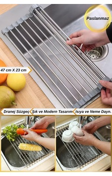47 Cm Ayarlanabilir Evye Lavabo Üstü Katlanabilir Sebze Meyve Bulaşık Kurutma Nihalesi Çok Renkli - 916201903 Çok Renkli