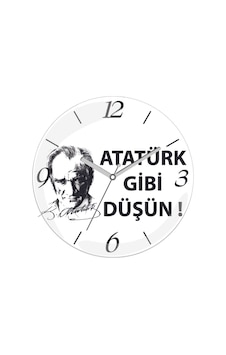 Atatürk Gibi Düşün Çap 30cm Sessiz Akar Bombeli Gerçek Cam Duvar Saati Siyah Atatürk Gibi Düşün Çap 30cm Sessiz Akar Bombeli Gerçek Cam Duvar Saati Siyah