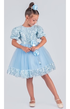 Mnk Baby & Kids Kız Çocuk Etek Ucu Pullu Venna Abiye Elbise M00761 Mavi Mnk Baby & Kids Kız Çocuk Etek Ucu Pullu Venna Abiye Elbise M00761 Mavi