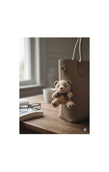 Şişme Ayıcık Anahtarlık Aksesuar Sütlü Kahve 13cm Bej - 825484450 Bej