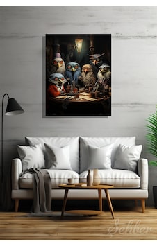 Kanvas Tablo Dikey Tekli Ev Kafe Ofis Masa Başında Steampunk Tarzında Giyinmiş Baykuşlar 2283 Kanvas Tablo Dikey Tekli Ev Kafe Ofis Masa Başında Steampunk Tarzında Giyinmiş Baykuşlar 2283
