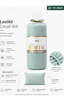 Resital Lastilki Çarşaf Seti Tek Kişilik Su Yeşili Resital Lastilki Çarşaf Seti Tek Kişilik Su Yeşili