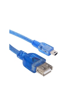 Findit Usb 5 Pin Erkek-usb Dişi Apple Uyumlu iPod Kablosu Mavi Şeffaf 40 Cm
