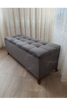 Lüks Çizgi Kapitoneli Sandıklı Puf Bench 120 Cm Cevizayak Antrasit Lüks Çizgi Kapitoneli Sandıklı Puf Bench 120 Cm Cevizayak Antrasit