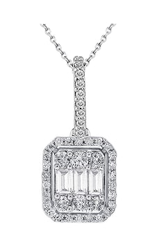 Modern Tasarım 0.60 Ct Baget Kare Tektaş Kolye Modern Tasarım 0.60 Ct Baget Kare Tektaş Kolye