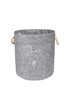 Keçe Kulplu Yuvarlak Çok Amaçlı Düzenleyici Sepet Organizer Kutu 24x22 - Gri Keçe Kulplu Yuvarlak Çok Amaçlı Düzenleyici Sepet Organizer Kutu 24x22 - Gri