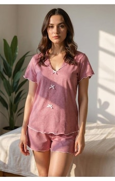 Bella Notte Gül Kurusu Pamuklu Şortlu Pijama Takımı Bella Notte Gül Kurusu Pamuklu Şortlu Pijama Takımı