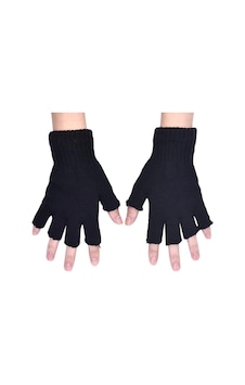 Ritagarcia Unisex Parmakları Açık Triko Eldiven Siyah