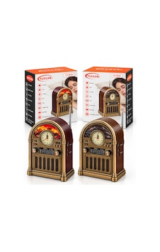 Saatli - İbreli Şömineli Radyo - Retro Am - Fm - Sw Usb - Type-c Sarjlı Bt - Tf - Usb Speaker Yg-6040 Pl-4733 5570