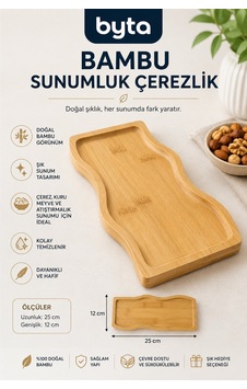 Doğal Bambu Sunumluk Çerez Tabağı