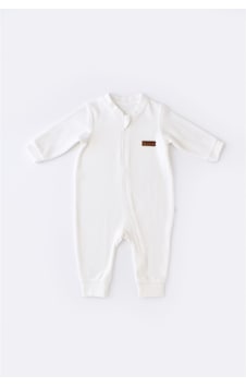 BabyCosy Baby Cosy Kadife Fermuarlı Tulum- CSYK6027 - Rebebe Ekru