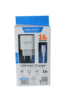 Megatech CC-03 3.4A Type-C Usb Kablo+ Ev Şarj Adaptör Hızlı Şarj Megatech CC-03 3.4A Type-C Usb Kablo+ Ev Şarj Adaptör Hızlı Şarj