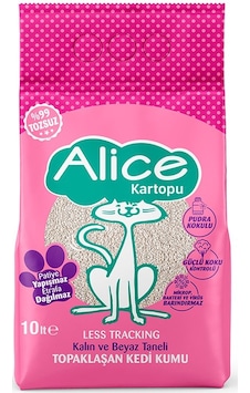 Alice Kalın ve Beyaz Taneli Topaklaşan Pudra Kokulu Kedi Kumu 10 L
