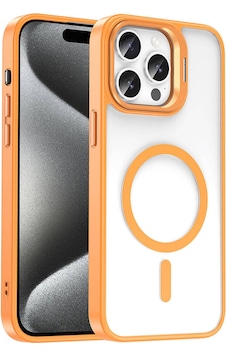 Apple Uyumlu iPhone 15 Pro Kılıf Magsafe Wireless Şarj Özellikli Standlı Magsafe Klon Lensli Kapak Kılıf Turuncu Apple Uyumlu iPhone 15 Pro Kılıf Magsafe Wireless Şarj Özellikli Standlı Magsafe Klon Lensli Kapak Kılıf Turuncu