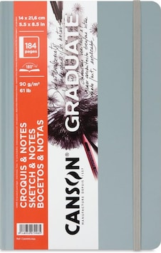 Canson Graduate Sert Kapaklı Eskiz Defteri 90gr 14x21,6 184 Sayfa / 92 Yaprak - Gri Beyaz Canson Graduate Sert Kapaklı Eskiz Defteri 90gr 14x21,6 184 Sayfa / 92 Yaprak - Gri Beyaz