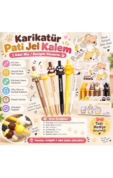 Sevimli Kedi Pati Tasarımlı 0.5 Mm Jel Kalem 1 Adet Mix Rastgele Gönderim Çok Renkli Sevimli Kedi Pati Tasarımlı 0.5 Mm Jel Kalem 1 Adet Mix Rastgele Gönderim Çok Renkli