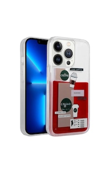 Apple Uyumlu iPhone 14 Pro Max Kılıf Desenli Sıvılı Zore Drink Silikon Kapak Apple Uyumlu iPhone 14 Pro Max Kılıf Desenli Sıvılı Zore Drink Silikon Kapak