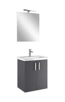 Kale Noah Antrasit 55 Cm Kapaklı Alt Dolap, Lavabo Ve Ayna Seti Kale Noah Antrasit 55 Cm Kapaklı Alt Dolap, Lavabo Ve Ayna Seti