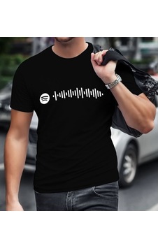 6Renk Kişiye Özel Spotify Barkodlu Erkek Siyah Tişört-1 6Renk Kişiye Özel Spotify Barkodlu Erkek Siyah Tişört-1