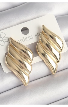 Pirinç Gold Renk 3 Sıralı Dalgalı Model Kadın Küpe Çok Renkli Pirinç Gold Renk 3 Sıralı Dalgalı Model Kadın Küpe Çok Renkli