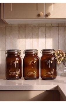3'lü 1500 Ml Kilitli Kapaklı Contalı Amber Cam Kavanoz Seti Paslanmaz Çelik Mandallı Hava Geçirmez Kalın Cam Saklama Kavanozu Kahve Çay Bakliyat Erzak Kavanozu 11,5x11,5x20 Cm Kahverengi Kahverengi