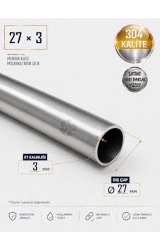 Paslanmaz Boru - 27 X 3mm - Krom Çelik Paslanmaz Boru - 27 X 3mm - Krom Çelik