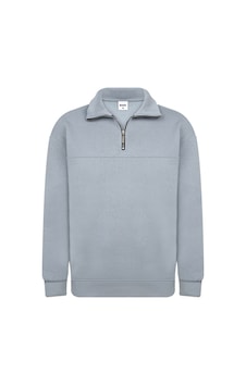 Classics Men Relax Fit Rahat Kesim Pamuklu Yarım Fermuarlı Dik Yaka Unisex Sweatshirt Gri Classics Men Relax Fit Rahat Kesim Pamuklu Yarım Fermuarlı Dik Yaka Unisex Sweatshirt Gri