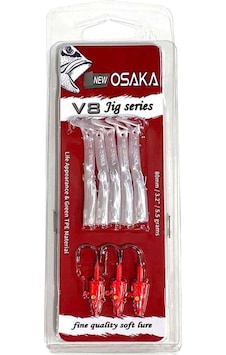 Osaka V8 Jig Series 8 Cm 5.5 Gr Silikon Yem Red Head Silver Osaka V8 Jig Series 8 Cm 5.5 Gr Silikon Yem Red Head Silver