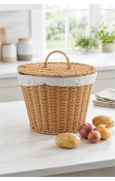 Atbyhome Kapaklı Bezli Hasır Patates Soğan Sepeti - 28x23 Cm Mutfak Düzenleyici Kahverengi Atbyhome Kapaklı Bezli Hasır Patates Soğan Sepeti - 28x23 Cm Mutfak Düzenleyici Kahverengi