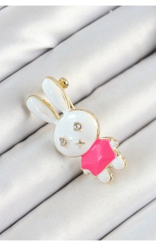 Zirkon Taş Detaylı Beyaz Ve Pembe 3d Tavşan Figürlü Kadın Broş Rekli Zirkon Taş Detaylı Beyaz Ve Pembe 3d Tavşan Figürlü Kadın Broş Rekli