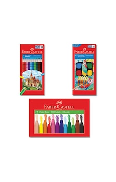 Faber Castell 12'li Kuruboya + Suluboya + Pastel Boya Seti