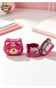 Figürlü Metal Hazneli Çift Bıcak Kalemtraş Jumbo Ve Normal Kalemler İçin 1 Adet - K.pembe Figürlü Metal Hazneli Çift Bıcak Kalemtraş Jumbo Ve Normal Kalemler İçin 1 Adet - K.pembe
