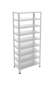 9 Katlı Galvaniz Çelik Raf - Depo, Arşiv, Kiler, Dosya, Market Rafı 31x60 Cm-200 Cm-0.70 Mm Gri
