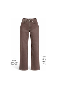 Miss Poem Kadın Kahverengi Elastanlı Geniş Paça Jean Pantolon Miss Poem Kadın Kahverengi Elastanlı Geniş Paça Jean Pantolon