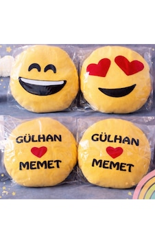 Kişiye Özel Emoji Yastık Gülen Yüz Kalpli Hediyelik Sevgili Yastığı 2 Adet Sarı Kişiye Özel Emoji Yastık Gülen Yüz Kalpli Hediyelik Sevgili Yastığı 2 Adet Sarı