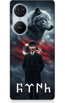 Reeder S19 Max Pro S Edge Uyumlu Gölgede Kurt Ve Atatürk Desenli Silikon Kılıf Çok Renkli