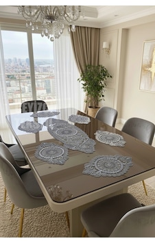 Modern Amerikan Servis Supla Runner Takımı 6 Kişilik - Gri Renkli Modern Amerikan Servis Supla Runner Takımı 6 Kişilik - Gri Renkli