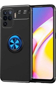 Oppo Reno 5 Lite Kılıf Zore Ravel Silikon Kapak Siyah-Mavi Oppo Reno 5 Lite Kılıf Zore Ravel Silikon Kapak Siyah-Mavi