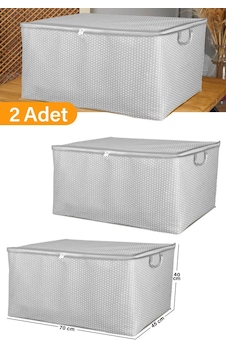 Serstil 2 Adet - Maxi Boy Gri Benekli Yastık / Battaniye Hurcu - 70x45x40 Cm Serstil 2 Adet - Maxi Boy Gri Benekli Yastık / Battaniye Hurcu - 70x45x40 Cm