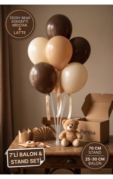 Teddy Bear Ayıcık Konsepti Balon Standı Seti 70 Cm Masa Standı 7 Adet Mat Lateks Balon Kahve Krem Çok Renkli Teddy Bear Ayıcık Konsepti Balon Standı Seti 70 Cm Masa Standı 7 Adet Mat Lateks Balon Kahve Krem Çok Renkli