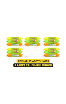 Vexor Nerox Magic Sihirli Sünger 3'lü 5 Paket Toplam 15 Adet Çok Amaçlı Temizlik Süngeri Mutfak Bula