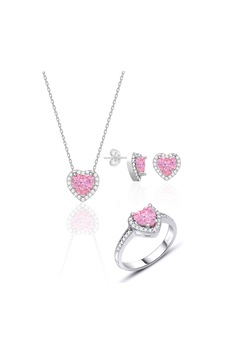 Pembe Zirkon Taşlı Pırlanta Modeli Kalp Üçlü Gümüş Set 925 Ayar St067 97979666 Pembe Zirkon Taşlı Pırlanta Modeli Kalp Üçlü Gümüş Set 925 Ayar St067 97979666