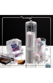 Kapaklı Banyo Organizer, Makyaj Pamuğu Ve Kulak Çubuğu Saklama Kabı 3'lü Set Şeffaf Kapaklı Banyo Organizer, Makyaj Pamuğu Ve Kulak Çubuğu Saklama Kabı 3'lü Set Şeffaf