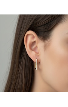 Xuping Özel Seri Zirkon Taşlı Uzun Çelik Küpe Gold Xuping Özel Seri Zirkon Taşlı Uzun Çelik Küpe Gold