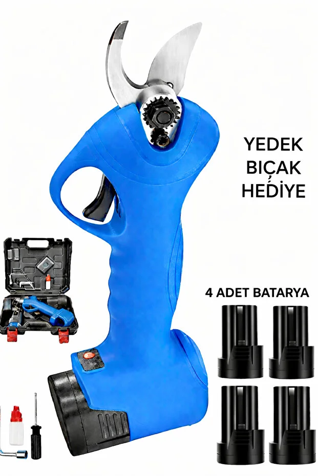 4 Bataryalı Şarjlı Dal Budama Bağ Makası Yedek Çelik Bıçaklı Ağaç Bahçe Budama 4 Bataryalı Şarjlı Dal Budama Bağ Makası Yedek Çelik Bıçaklı Ağaç Bahçe Budama
