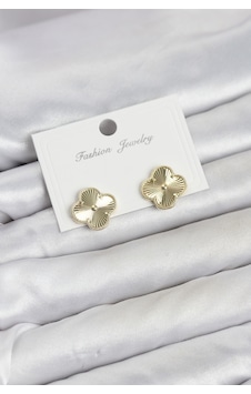 Gold Renk Pirinç Yonca Model Kadın Küpe Altın Gold Renk Pirinç Yonca Model Kadın Küpe Altın